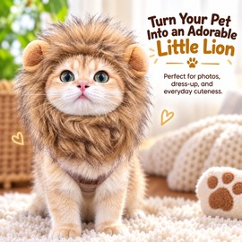 Lion Mane Pet Hat for Cat Dress-Up – Elastic Headgear in S/M/L for Parties & Photo Shoots