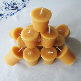Beeswax Votive Candles Set of 15/100% Natural Handcrafted in the USA/Full 2 oz Wax Votives/Wedding/Event/Party/Holiday Candle