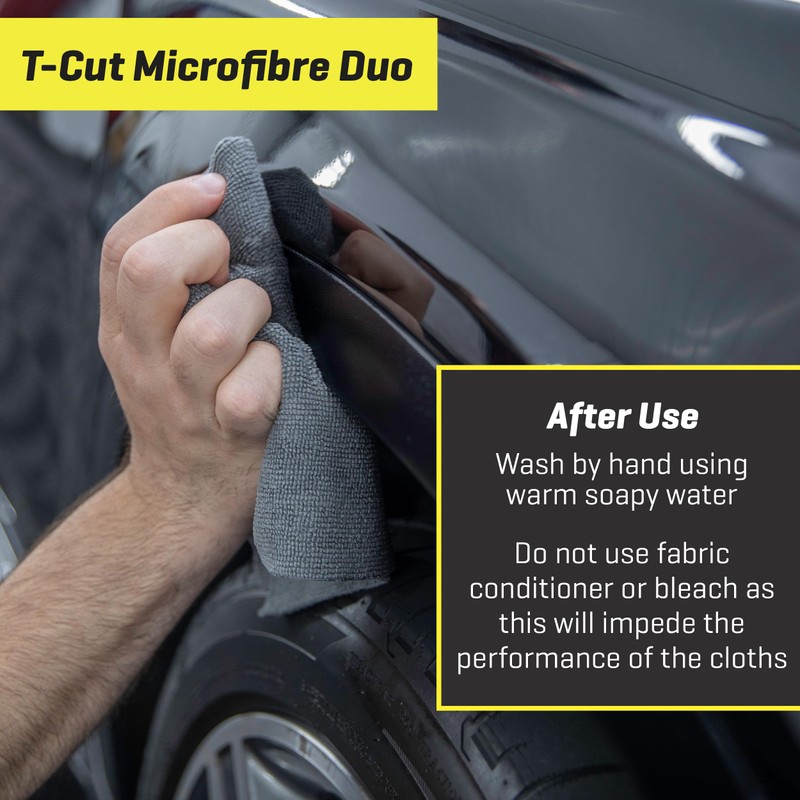 T-Cut Microfibre Cloths Duo, Reusable, Washable Car Cleaning Cloth, Lint