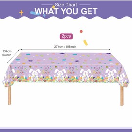 ZSYIULIA 2Pack Easter BunnyTablecloth,Easter Table Decorations Easter Egg Hunt Tablecloth Rectangle 54 * 108in Waterproof Plastic Table Cloth for Eas-ter Party Supplies Easter Table Cover