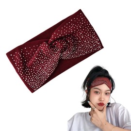 Rhinestone Headband Wide Head Wraps for Women Boho Elastic Headbands for Women No Slip Hair Wrap for Gym Yoga Running Head Band Bling Knot Headband Fabric Stretchy Turban Head Wraps for Women