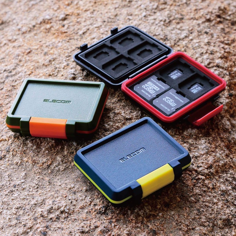 Elecom CMC-SDCHD01GN Memory Card Case, Holds 8 SDs, 8 MicroSDs,