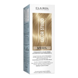 Clairol Professional Color Studio Permanent Hair Colour Light Blonde 9/0 (110ml) - with Metal Purifier for 6x Less Hair Breakage, 10 Weeks Rich Colour Result & 100% Grey Coverage - Includes Hair