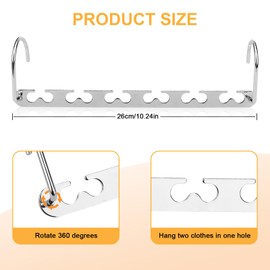 Pack of 6 Space Max Clothes Hangers, 26 cm Clothes Hangers, Space-Saving, Metal, Space-Saving Hangers, Silver, Multipurpose Hanger Can Hold 12 Clothes