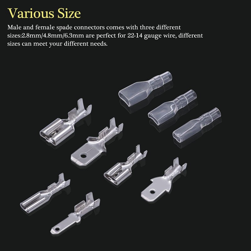 Twidec/360Pcs 2.8/4.8/6.3mm Quick Splice Male and Female Wire Spade Connector
