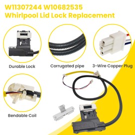 W11307244 W10682535 W10837741 W10714899 Washer Lid Lock Switch Lid Strike Set For NTW4516FW3 NTW4516FW2 NTW4516FW1 MVWC565FW W11253733 Compatible With Whirlpool Maytag Kenmore Washer Machine