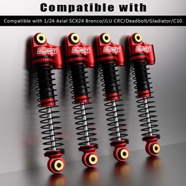 GLOBACT 52mm Aluminum Front & Rear Shocks for 1/24 Axial SCX24 Bronco/JLU CRC/Deadbolt/Gladiator /C10 Upgrade Accessories (4PCS Red)