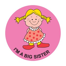 PDC Healthcare 59707289 "I'm A Big Sister" Paper Label, Circle, 2" Diameter, Pink, Pack of 250