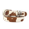 AXESORIA: Silver Double Loop Buckle w. Cow Hair Leather Belt