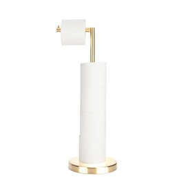 RFOUO Brushed Gold Toilet Paper Holder Stand 1 pc, Free Standing Toilet Paper Holder Stand,Bathroom Toilet Paper Storage with 2.7 Pounds Heavy Base for 4+1 Rolls,Toilet Tissue Holder