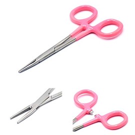 OdontoMed2011 Self-Locking Hemostat Forceps, Stainless Steel deal for hobby tools, electronics, fishing Pvc Grip (Pink Straight 5")
