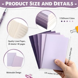 Eaasty 50 Pcs Mini Notebooks Bulk Small Pocket Notepads Gradual Color Journals Colorful Cover Notebooks Christmas Thanksgiving Gifts for Travel Writing Office School Classroom Party (Purple)