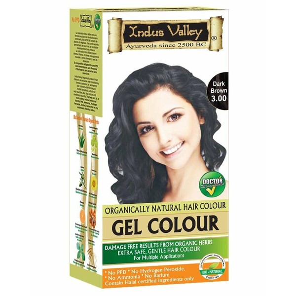 Indus Valley Natural Herbal Permanent Gel Dark Brown 3.00 Hair Coloring Kit
