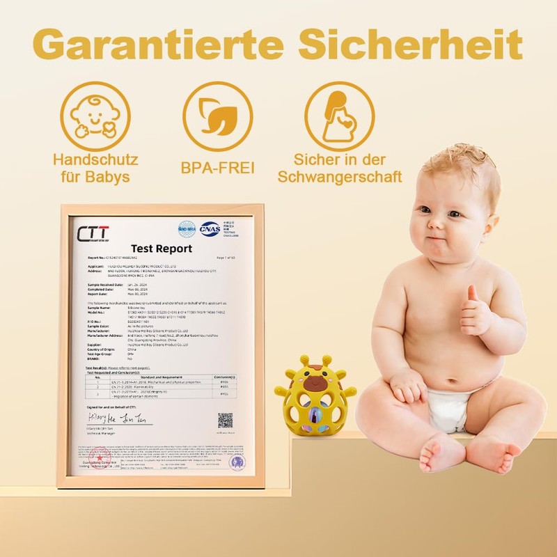 Beißring & Rassel für Babys - Sensorik Spielzeug ab 0