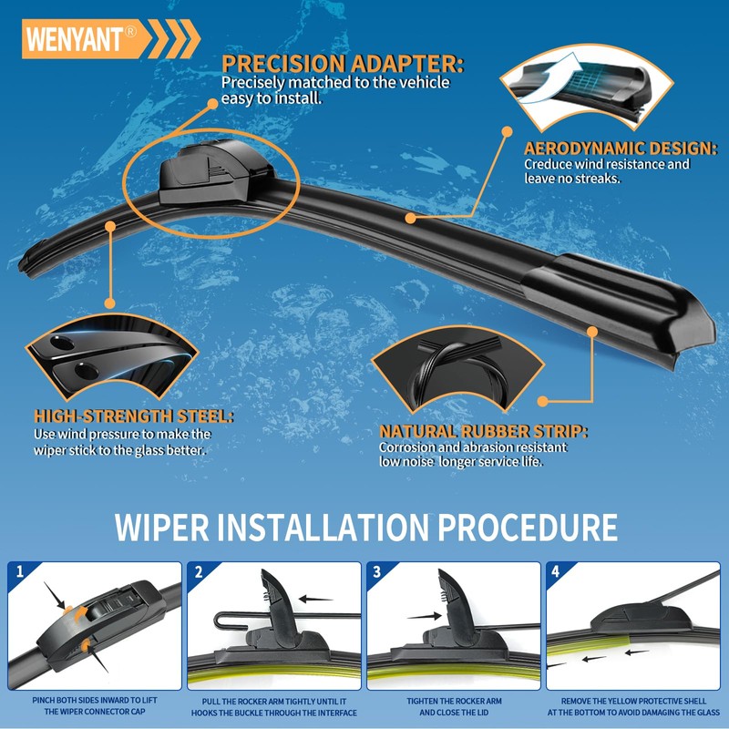 Wenyant 26"/16"/13" Windshield Wipers Compatible with Honda CRV CR-V 2012