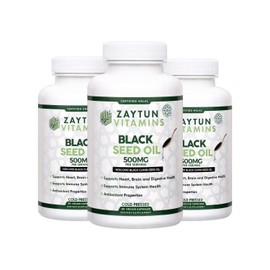 Zaytun Vitamins Zaytun Vitamins Halal Black Seed Oil (3-Pack) Cold-Pressed Nigella Sativa, Supports Heart, Brain, Joints, Immune Health, Non-GMO, Made in USA - Halal Vitamins