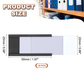 MECCANIXITY Magnetic Label Holders 1.97"x0.98" C Channel Rubber Magnetic with Clear Protectors & Paper for Metal Shelves Organize, Office File Cabinets Pack of 30