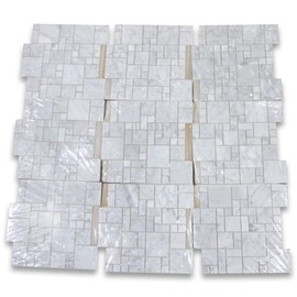 Stone Center Online Carrara White Marble Mini Versailles French Paragon Mosaic Tile Polished for Kitchen Backsplash Bathroom Flooring Shower Surround Dining Room Entryway Corrido Spa