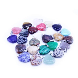 OHPHCALL Natural Stone Heart Pendants Necklace Accessories Jewelry Crafting Set