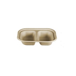 World Centric TR-SC-U8D 100% Compostable Unbleached Plant Fiber 2 Compartment Trays, 14 oz, 8" x 6" x 1.5" (Pack of 400)
