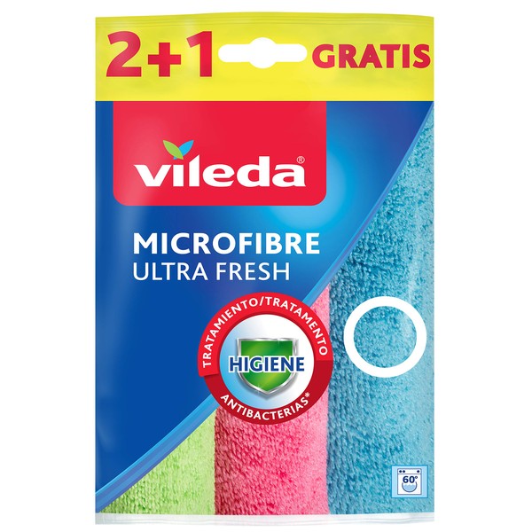 Vileda UltraFresh Microfibre Cloths with Antibacterial Treatment, Size 30 x