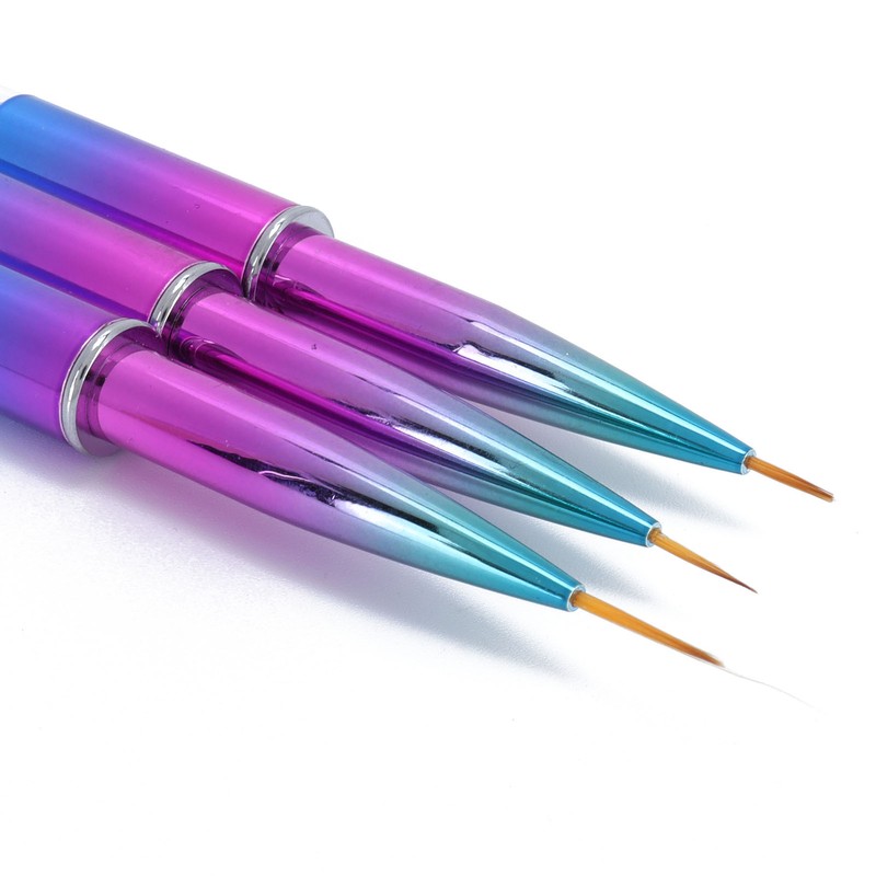 3Pcs Nail Liner Brush Lid Gradient UV Gel Pattern Drawing