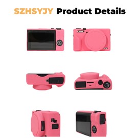 SZHSYJY Case for Canon Powershot G7 X Mark III Digital Camera,Soft Silicone Case for Canon Powershot G7X Mark III DSLR Camera,Comes with 2 Screen Protectors and 1 Wrist Strap. (Rose Red)
