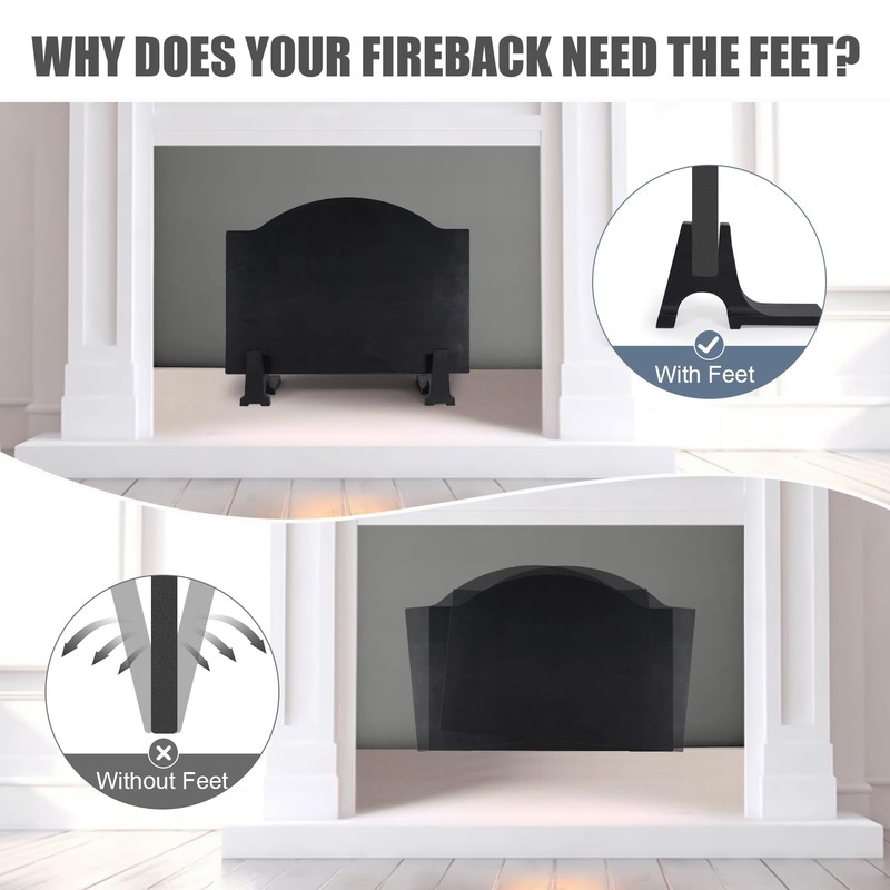 INNO STAGE Cast Iron Fireback Feet - Durable Fireplace Fireback