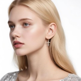 Cross Earrings for Women Sterling Silver Religious Christian Dangles Infinity Drop Jewelry Baptism Gifts for Women Her