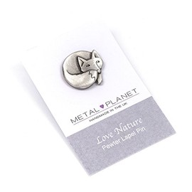 Fox pewter pin badge by Luna London, UK. Gift