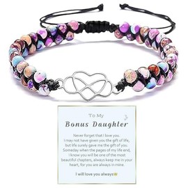 BTZY To My Granddaughter/Daughter/Mom Infinity Forever Love Heart Bracelet,Adjustable Natural Emperor Jasper Stone Beaded Wrap Bracelet Duoble Layer for Mind Peace,Bracelet for Women