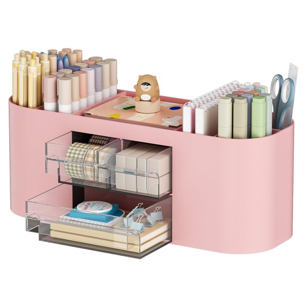 Marbrasse Desk Organiser with 3 Drawers,Multi-Functional Pen Holder,Desk Tidy and