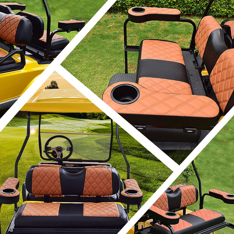 NOKINS Golf Cart Diamond Flip Armrest with Cup Holder, No
