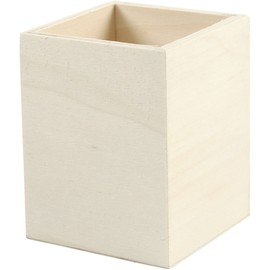 Pencil Holder, H: 9,5 cm, Size 7,5x7,5 cm, Plywood, 1pc