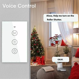 WiFi Smart Curtain Switch - Works with Smart Life/Tuya Apps, Google Home & Alexa - Remote Control Motorized Blinds & Shades - Easy Install Home Automation - White