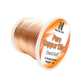 Novacave 12GA Copper Wire for Jewelry Making, Dead Soft 1 LB Spool (2.0MM, 55Ft) Jewelry Wire for Beading, Electroculture Gardening