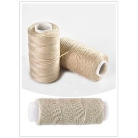 3 Rolls Hair Weaving Thread Cotton Sewing Thread Making Wig Clips in Hair Extension Hair Salon Weft Thick Thread with 3 Curved Needles (Beige)