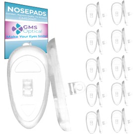 GMS Optical® Silicone Symmetrical Shape Screw-in Eyeglass Nose Pads, Anti Slip, Small - (11mm Screw in, 10 Pair)
