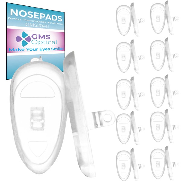 GMS Optical® Silicone Symmetrical Shape Screw-in Eyeglass Nose Pads, Anti Slip, Small - (11mm Screw in, 10 Pair)