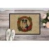 Caroline's Treasures DAC2309MAT Australian Shepherd Christmas Flowers Doormat Front Door
