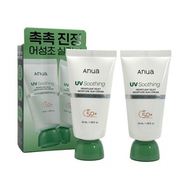 Anua 1+1 Anua Houttuynia Cordata Silky Moisture Sun Cream 50ml+50ml SPF50+ Moisturizing Soothing / 1+1 아누아 어성초 실키 모이스처 선크림 50ml+50ml SPF50+ 보습진정