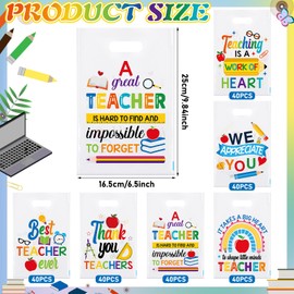 Kolldenn 240 Pcs Back to School Bags First Day of School Teacher Appreciation Gift Bulk Plastic Treat Bags Thank You Teachers Party Favors Goodie Bag for Retirement Wrapping Supply