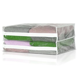 Violet Linen Clear Organization Vinyl Storage, 100% Vinyl, Heavy Duty, Dust-proof, Clear , 14" x 18" x 4" Sweater Bag, Space Saver Storage Bags, set of 2