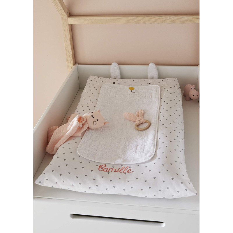 VERTBAUDET Cover for changing mat, rabbit, white printed, one size