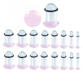 16PCS/10PCS 14G-00G Glass Ear Gauges Stretching Kit Short Taper Expander Comfy Dead Pain-Free Plugs with Rubber Rings Domed Body - Color: Black, Size: 1.6-6mm(14G-2G) 16PCS