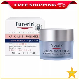 Eucerin Q10 Anti-Wrinkle Face Night Cream, Unscented 1.7 Ounce