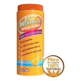 Polvo Metamucil Plantago Psyllium Sabor Naranja 425g