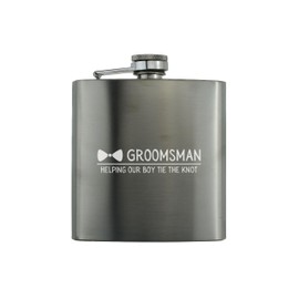 Groomsman Wedding Flask - Stylish Stainless Steel Gift for Groom's Crew (hip-ds23-boyknotrg)