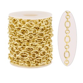 KYUNHOO 5 Meters Light Gold Chain for Jewelry Making Oval Links Rolo Chains Gold Plated Iron for Handcrafts DIY Supply Jewelry Findings