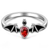 Halloween Black Bat Rings for Women Sterling Silver Gothic Jewelry